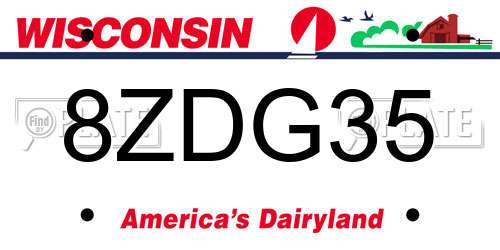 8ZDG35 Wisconsin License Plate