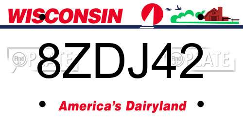 8ZDJ42 Wisconsin License Plate