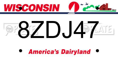 8ZDJ47 Wisconsin License Plate