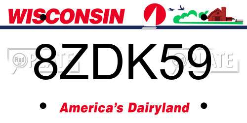 8ZDK59 Wisconsin License Plate