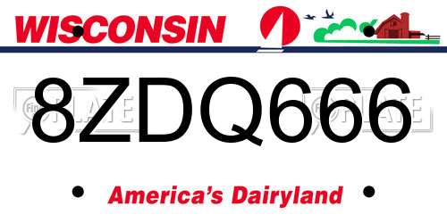 8ZDQ666 Wisconsin License Plate
