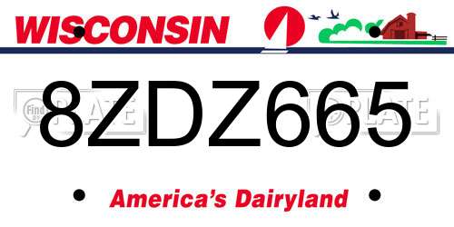 8ZDZ665 Wisconsin License Plate