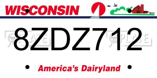 8ZDZ712 Wisconsin License Plate