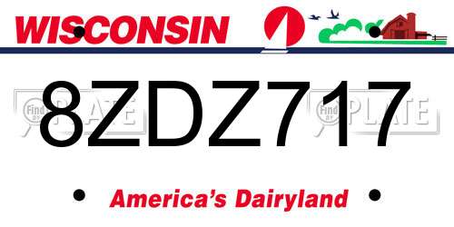 8ZDZ717 Wisconsin License Plate