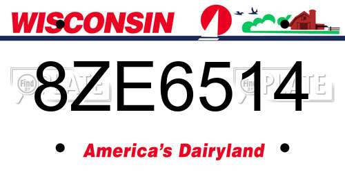 8ZE6514 Wisconsin License Plate