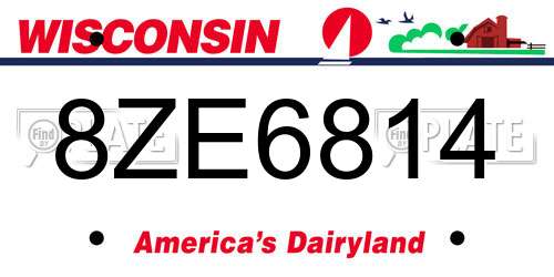 8ZE6814 Wisconsin License Plate