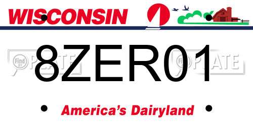8ZER01 Wisconsin License Plate