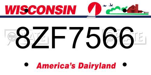 8ZF7566 Wisconsin License Plate