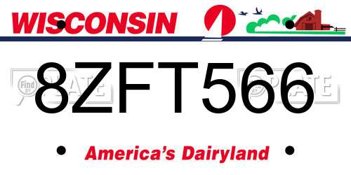 8ZFT566 Wisconsin License Plate