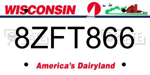 8ZFT866 Wisconsin License Plate