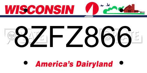 8ZFZ866 Wisconsin License Plate