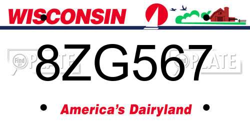 8ZG567 Wisconsin License Plate