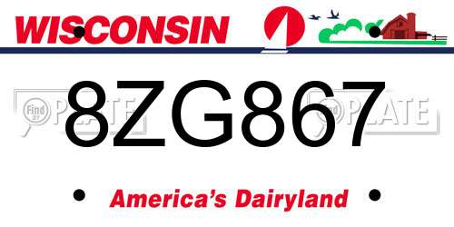 8ZG867 Wisconsin License Plate