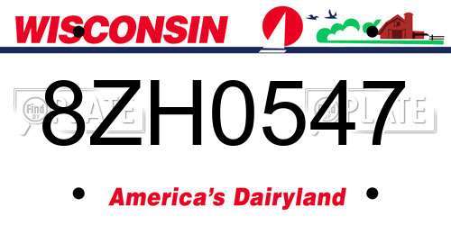 8ZH0547 Wisconsin License Plate