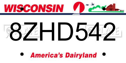 8ZHD542 Wisconsin License Plate