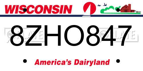 8ZHO847 Wisconsin License Plate
