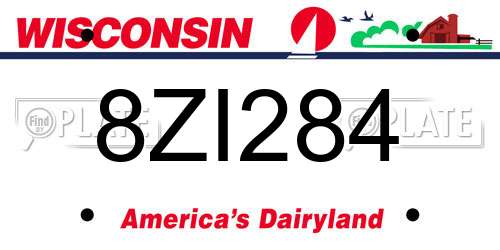 8ZI284 Wisconsin License Plate