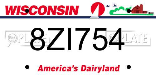 8ZI754 Wisconsin License Plate