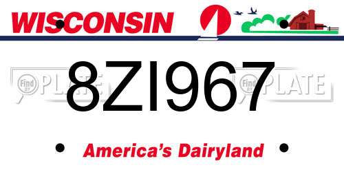 8ZI967 Wisconsin License Plate