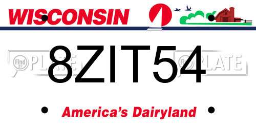 8ZIT54 Wisconsin License Plate