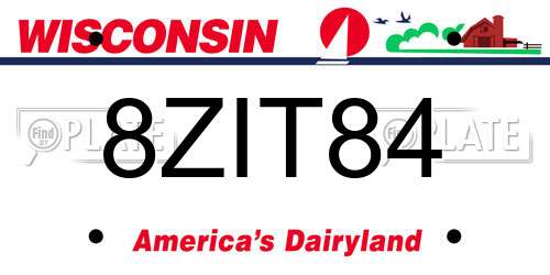 8ZIT84 Wisconsin License Plate