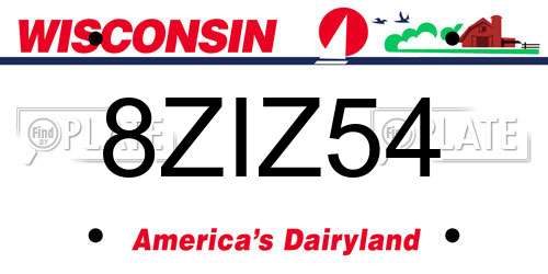 8ZIZ54 Wisconsin License Plate