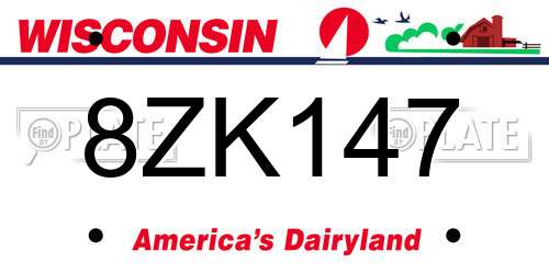8ZK147 Wisconsin License Plate