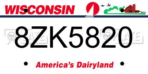 8ZK5820 Wisconsin License Plate