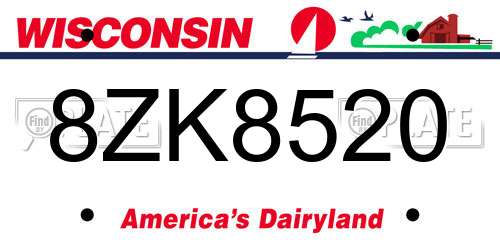 8ZK8520 Wisconsin License Plate