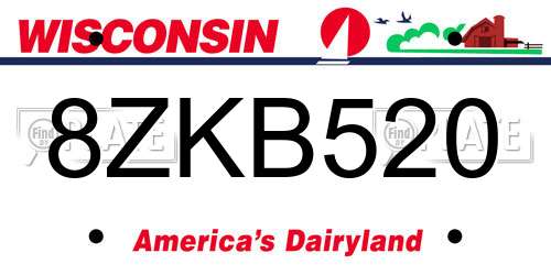 8ZKB520 Wisconsin License Plate