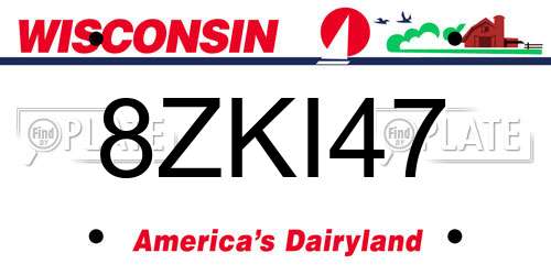 8ZKI47 Wisconsin License Plate