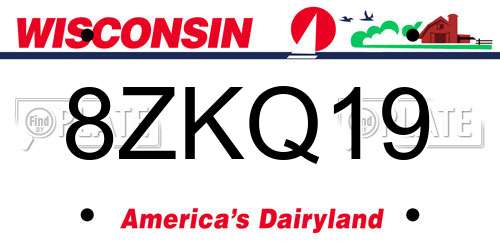 8ZKQ19 Wisconsin License Plate