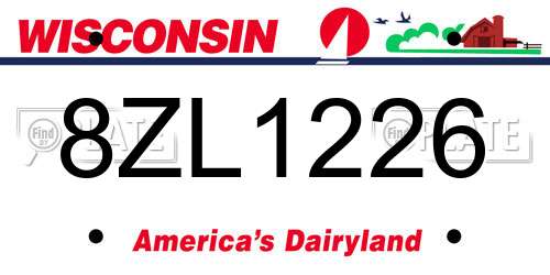 8ZL1226 Wisconsin License Plate