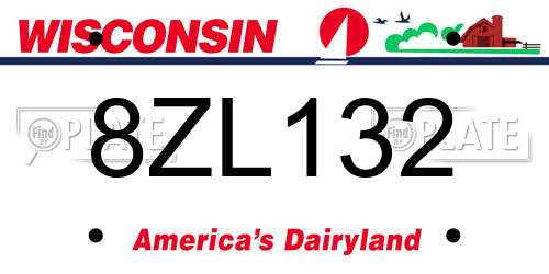 8ZL132 Wisconsin License Plate