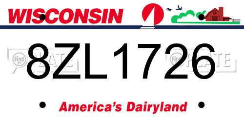 8ZL1726 Wisconsin License Plate