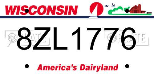 8ZL1776 Wisconsin License Plate