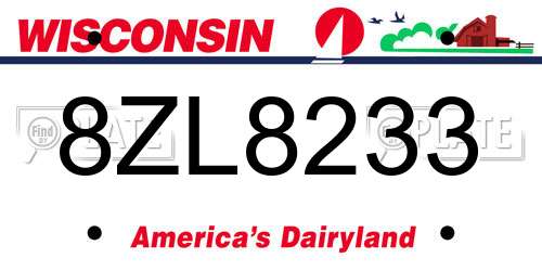 8ZL8233 Wisconsin License Plate