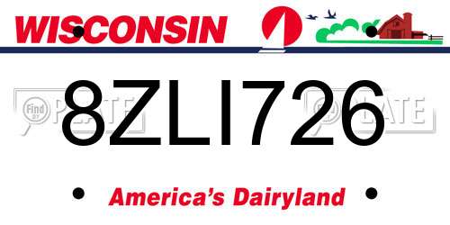 8ZLI726 Wisconsin License Plate