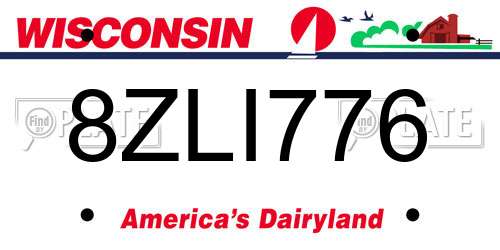 8ZLI776 Wisconsin License Plate