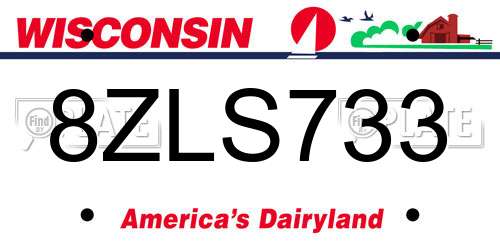 8ZLS733 Wisconsin License Plate