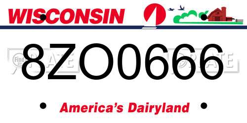 8ZO0666 Wisconsin License Plate