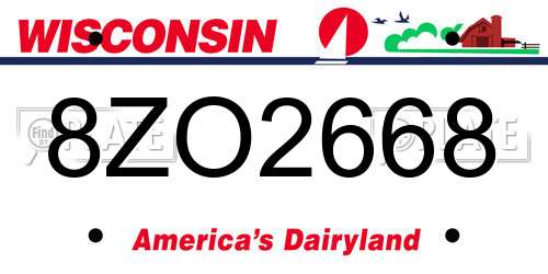 8ZO2668 Wisconsin License Plate