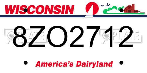 8ZO2712 Wisconsin License Plate