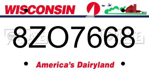 8ZO7668 Wisconsin License Plate