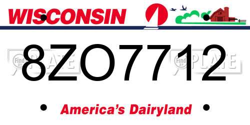 8ZO7712 Wisconsin License Plate