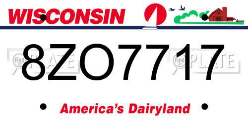 8ZO7717 Wisconsin License Plate