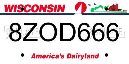 8ZOD666 Wisconsin License Plate