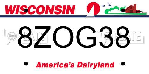8ZOG38 Wisconsin License Plate