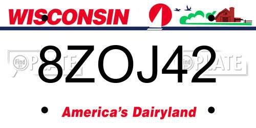 8ZOJ42 Wisconsin License Plate