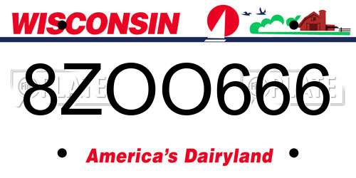 8ZOO666 Wisconsin License Plate